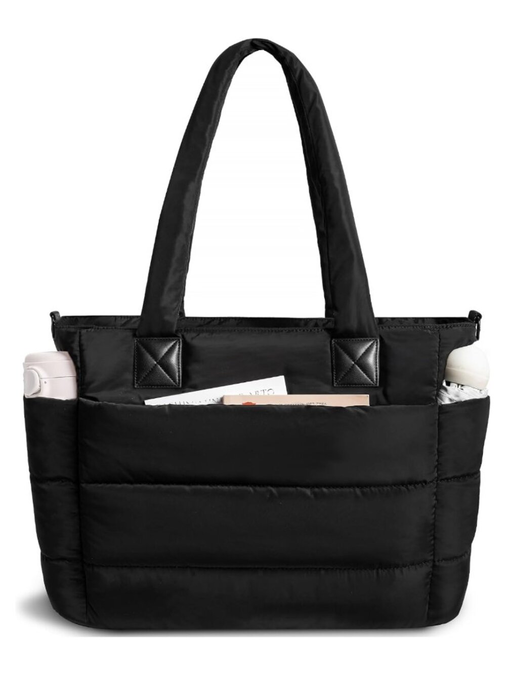 Quilted Nylon Puffer Tote Bag Lightweight Work Travel
